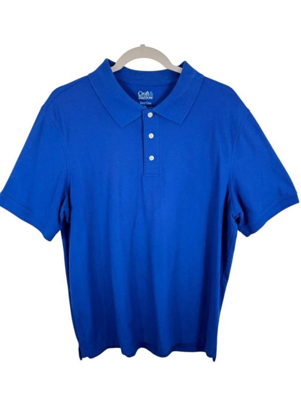 Croft & Barrow Easy Care Cotton Blend Blue Short Sleeve 1/4 Button Polo Men's XL